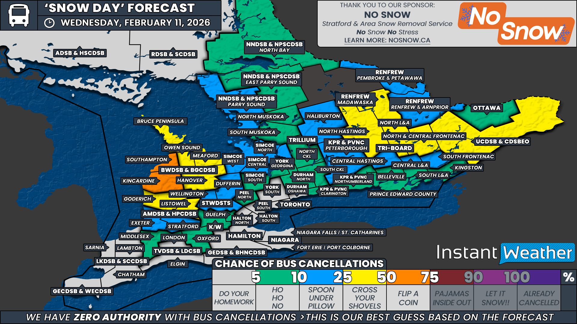 ‘Snow Day’ Forecast: Localized School Bus Cancellations Possible on Wednesday in Parts of Southern Ontario