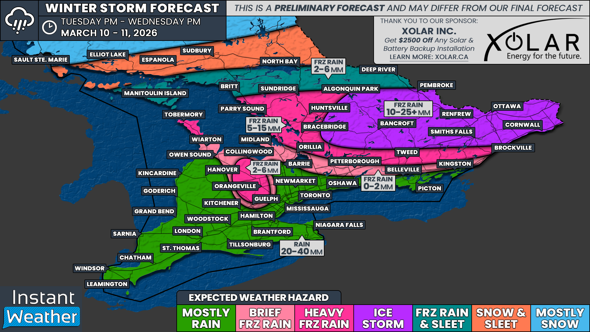 Damaging Ice Storm Risk for Ottawa, Eastern and Central Ontario Tuesday Night Into Wednesday