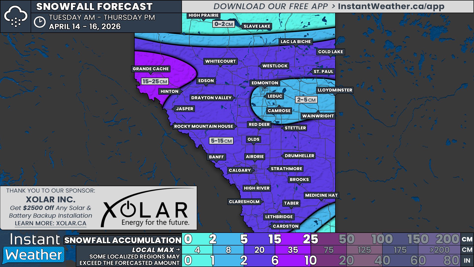 A One-Two Punch of Winter Weather Could Bring Up to 15cm of Snow to Much of Central &amp; Southern Alberta This Week