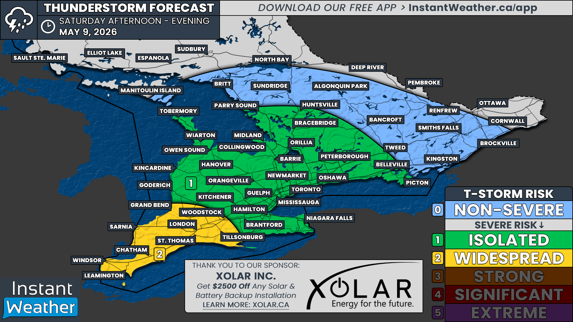 🔔⛈️ Severe Thunderstorm Risk Today Focused on Southwestern Ontario with Damaging Winds, Large Hail &amp; an Isolated Tornado Cannot be Ruled Out