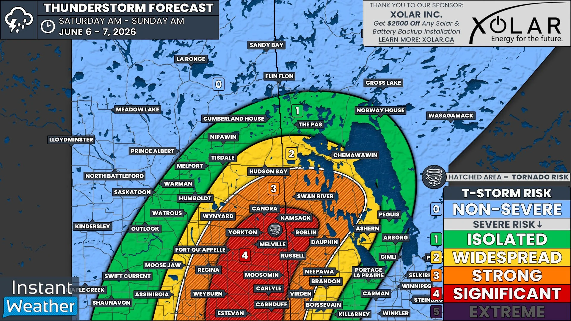 Tennis Ball-Sized Hail and Multiple Tornadoes Possible as Severe Thunderstorm Outbreak Targets Southeastern Saskatchewan on Saturday