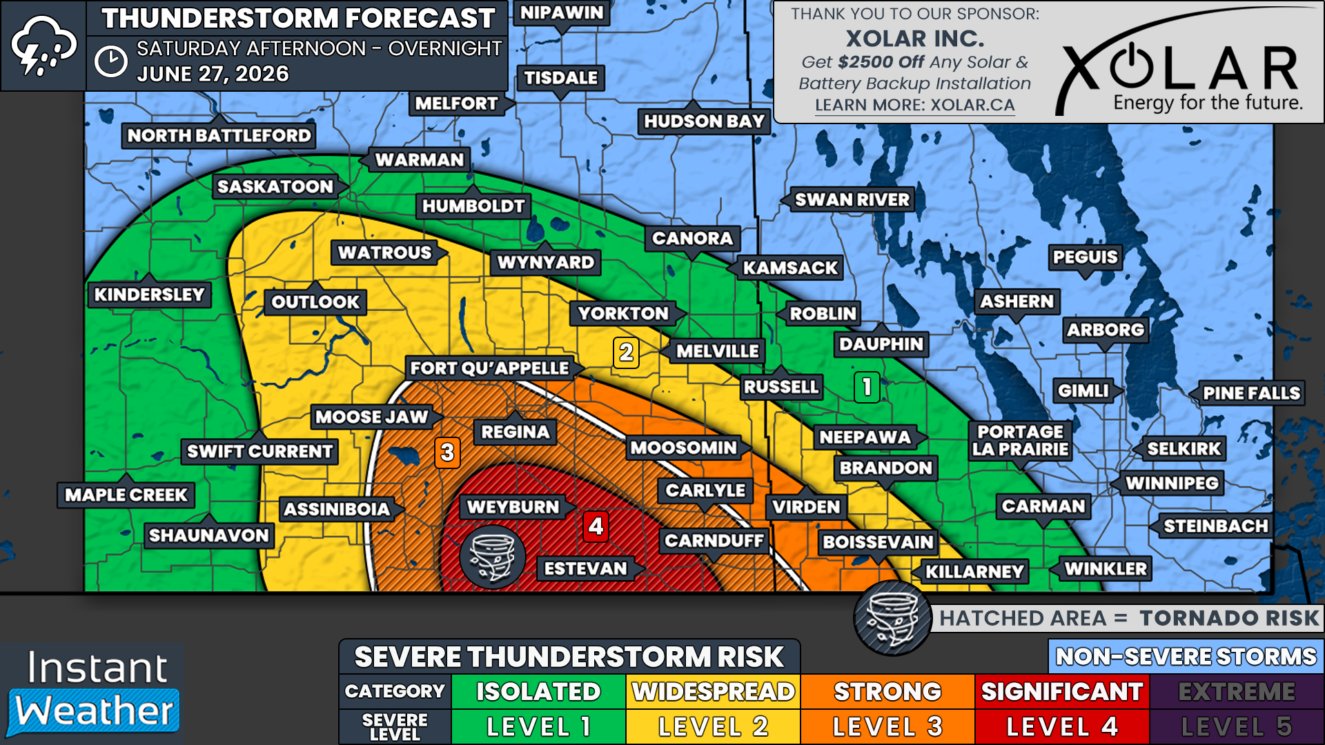 Tornado Risk for Regina Area as Significant Severe Storm Risk Target Saskatchewan &amp; Manitoba Saturday
