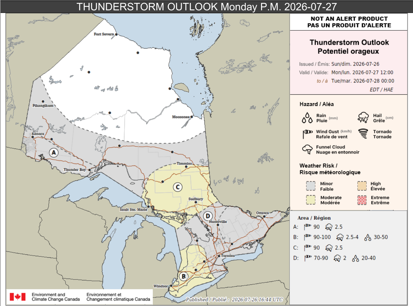 Ontario Faces 100 km/h Winds, 4 cm Hail and Up to 60 mm of Rain as Heat Builds This Week