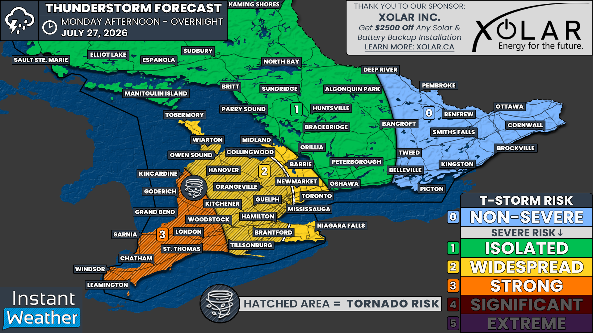 Multiple Rounds of Severe Thunderstorms Expected Across Southern Ontario on Monday