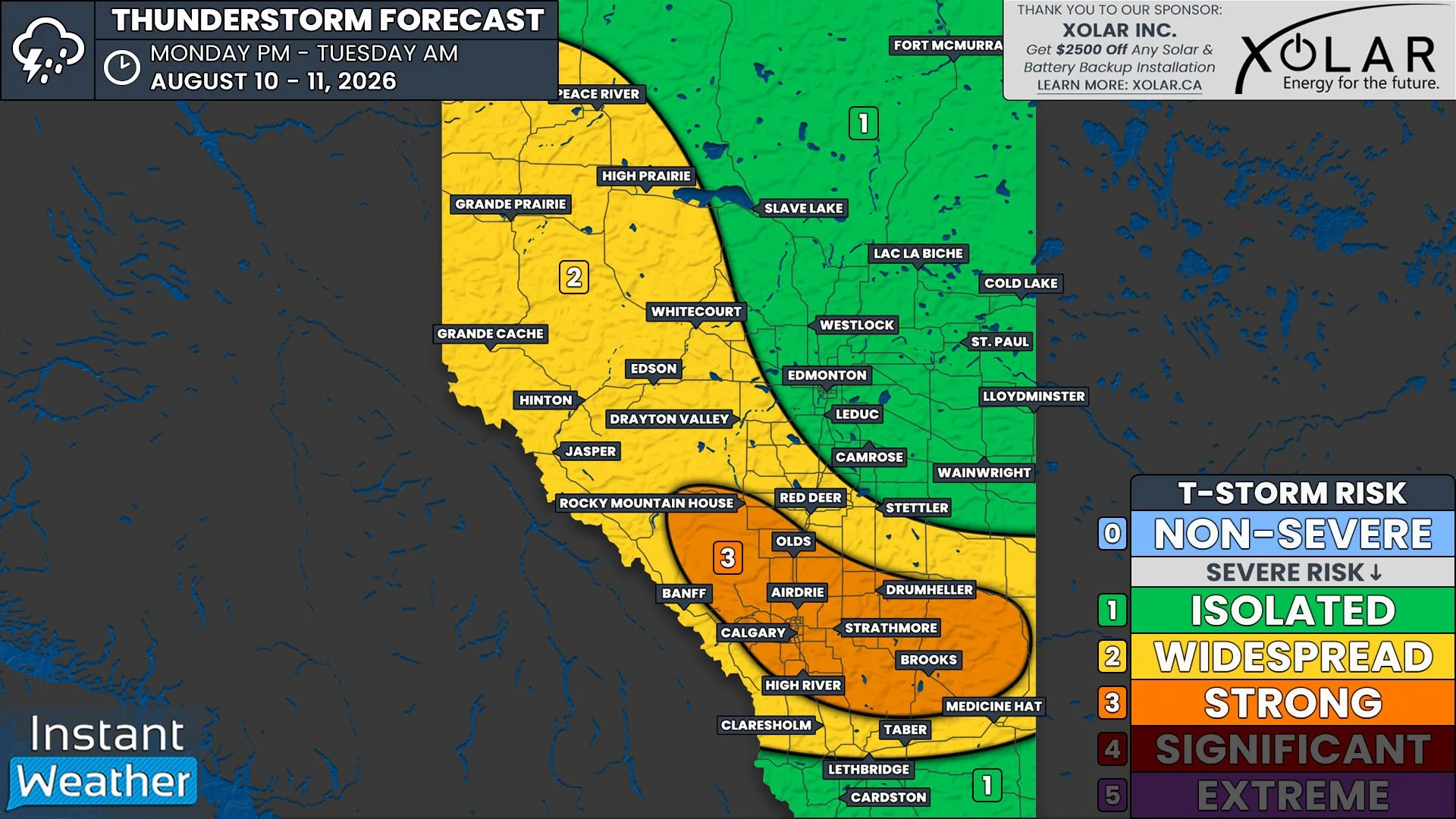 Strong Severe Thunderstorms Target Calgary and Surrounding Area Today with the Risk of Possibly Destructive Wind-Driven Hail