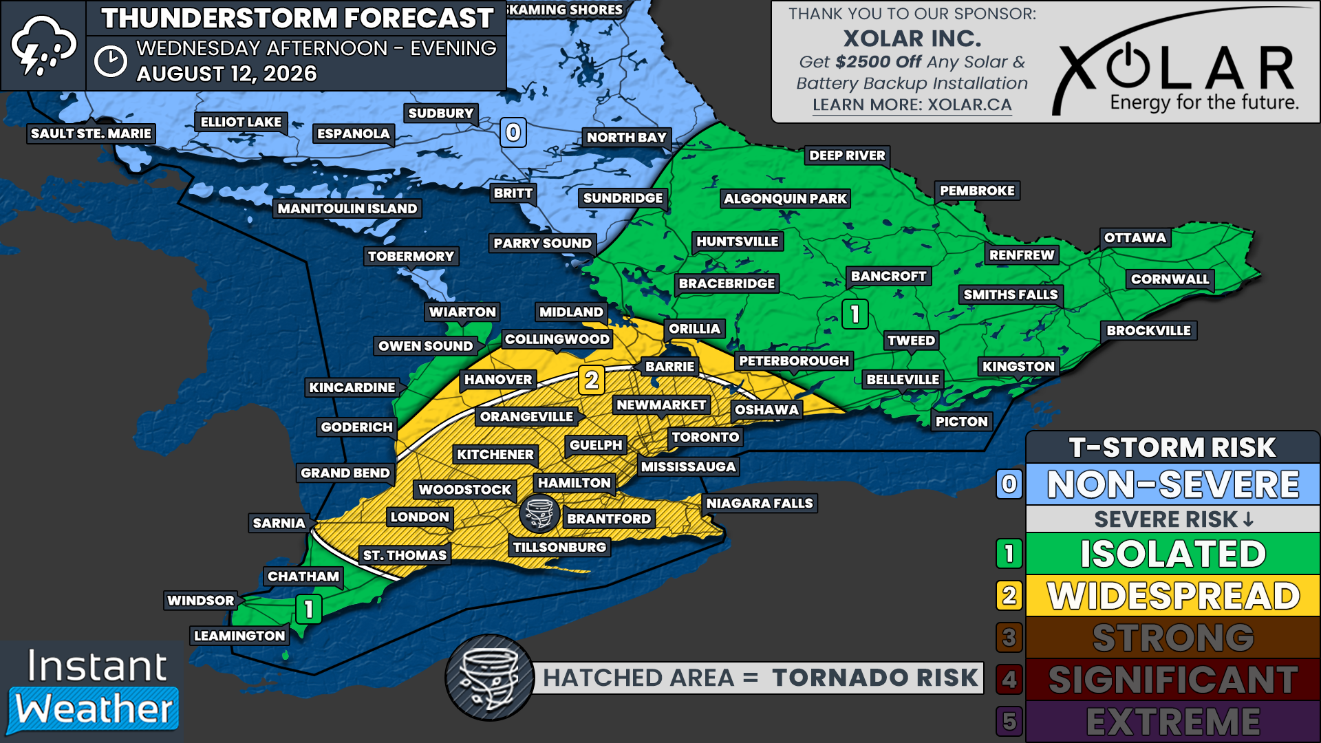 Potential Tornado Risk for Greater Toronto Area and Southwestern Ontario With Severe Storms Wednesday