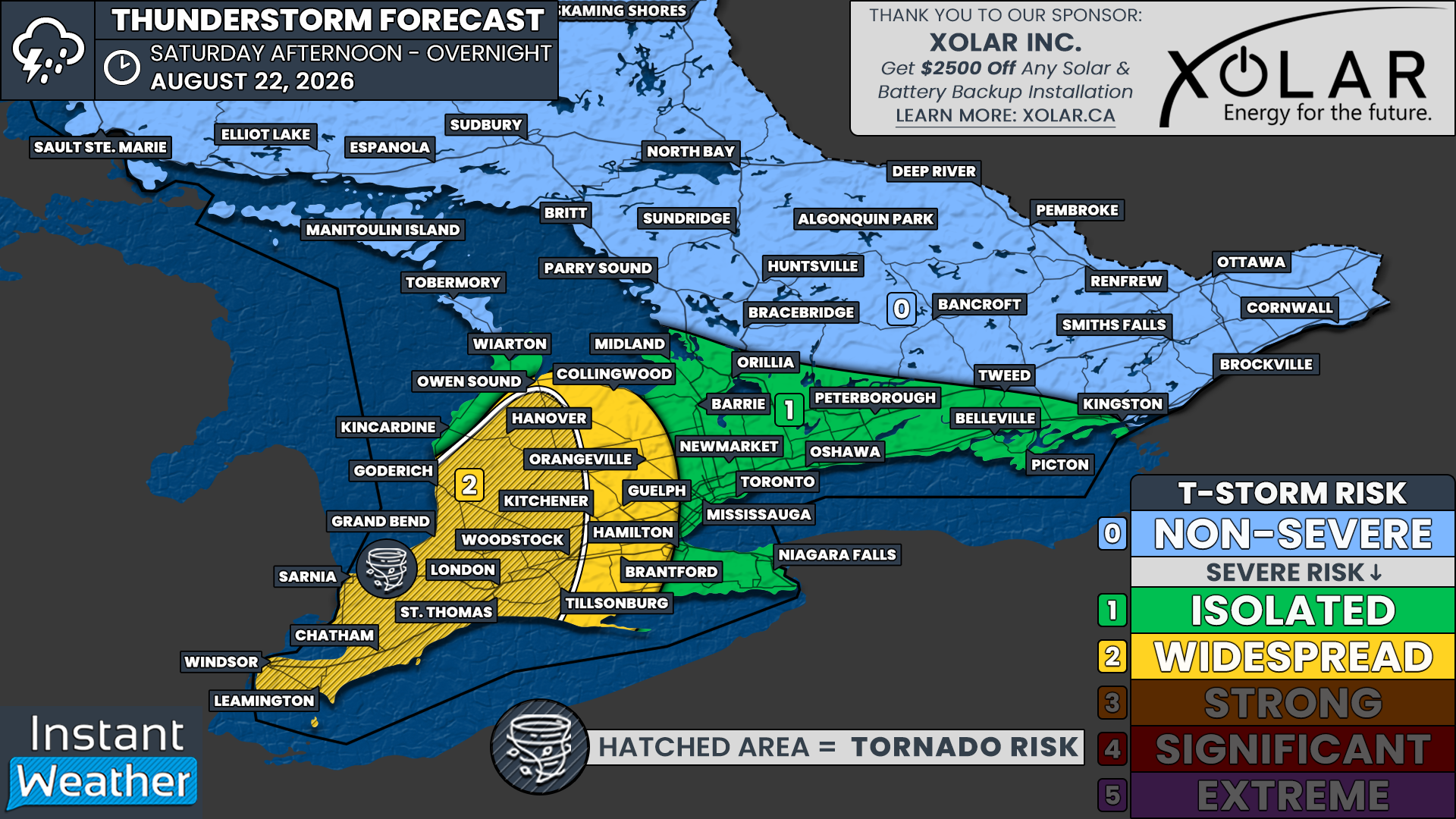 Severe Storms and Isolated Tornado Risk Saturday in Southern Ontario With Great Lakes Waterspout Outbreak This Weekend