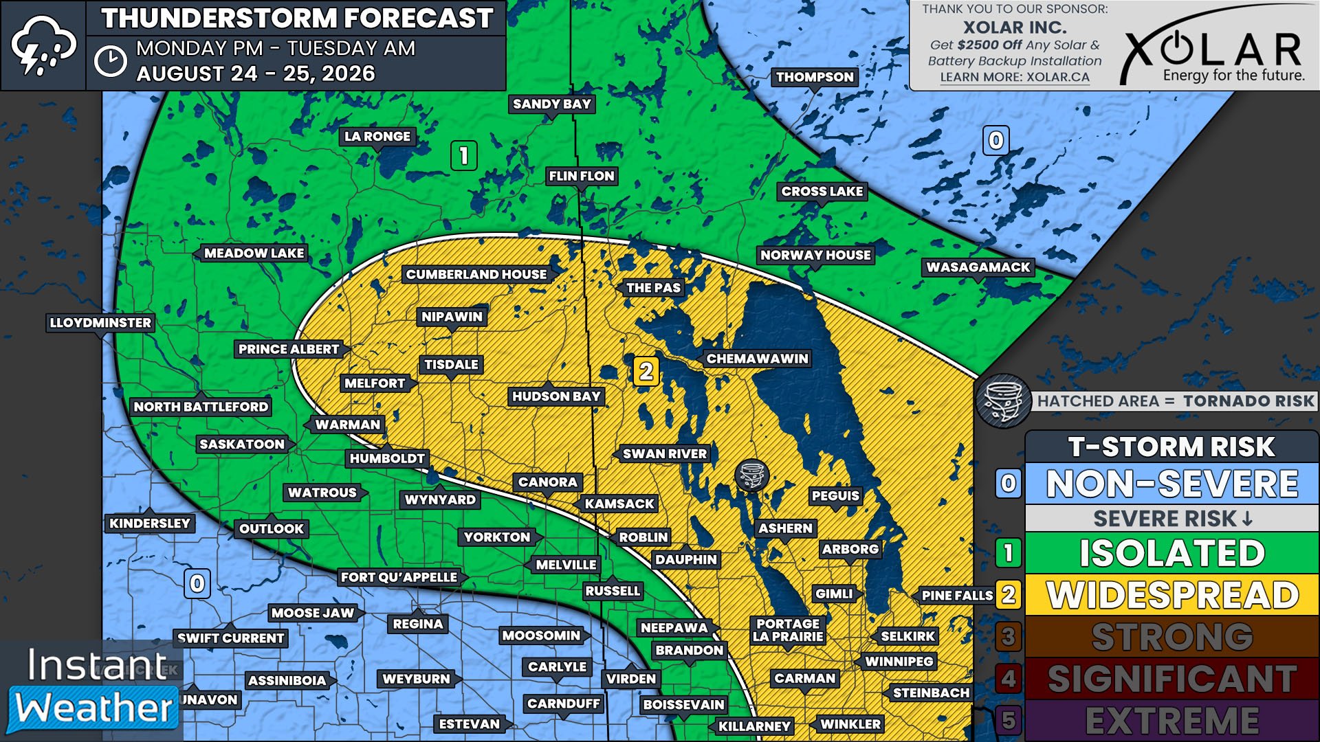 Widespread Tornado Threat in Saskatchewan and Manitoba to Start the Last Week of August