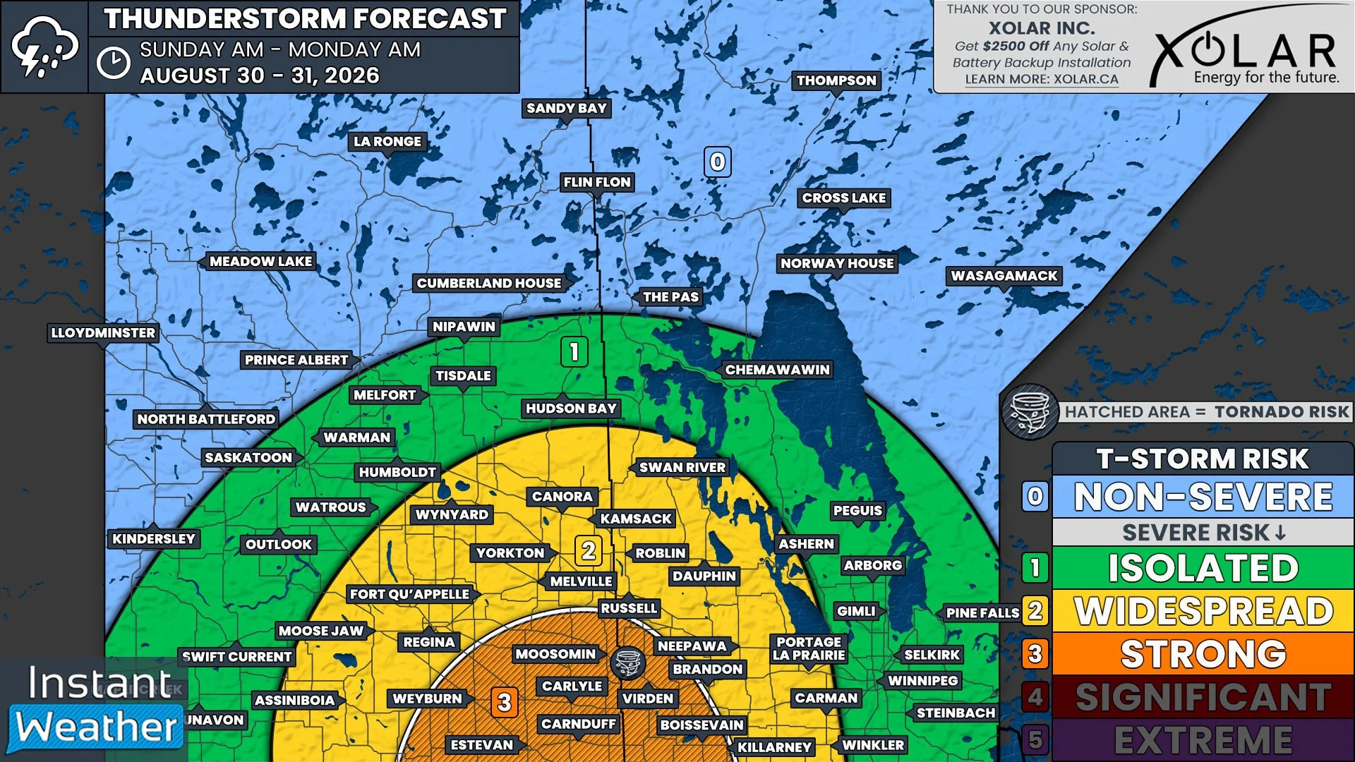 Strong Severe Thunderstorm and Tornado Risk Bring August to a Close in Saskatchewan &amp; Manitoba
