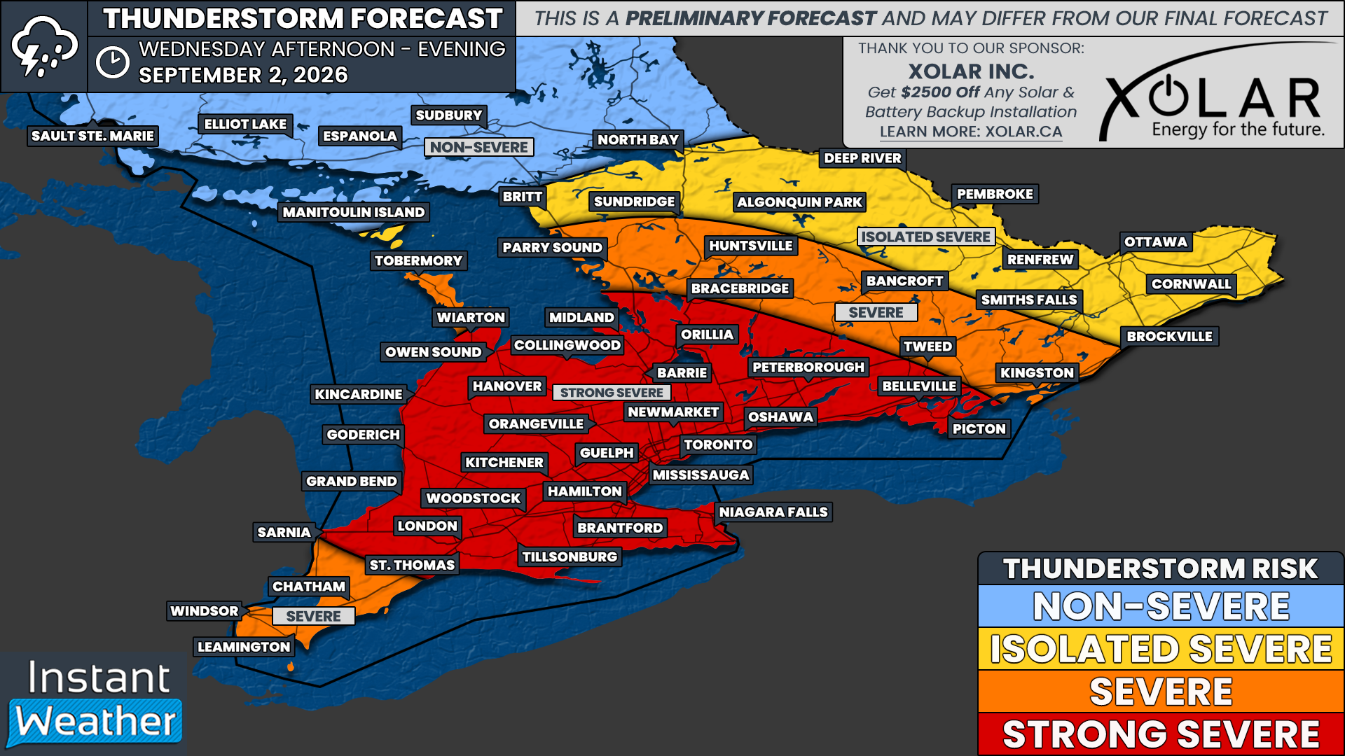 Significant Severe Thunderstorm Outbreak Could Bring Tornadoes to Southern Ontario Wednesday