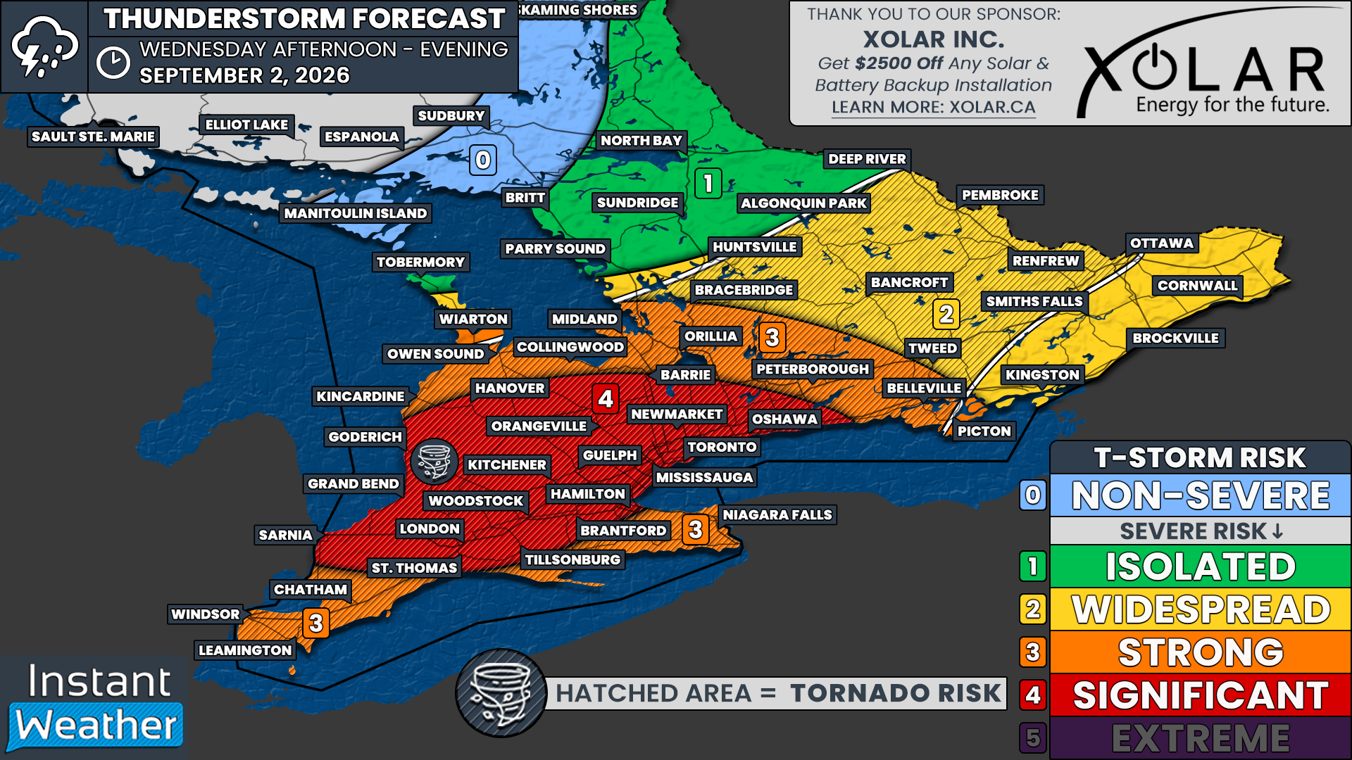 Confidence Grows in Significant Tornado, Destructive Wind and Huge Hail Threat for Southern Ontario Wednesday