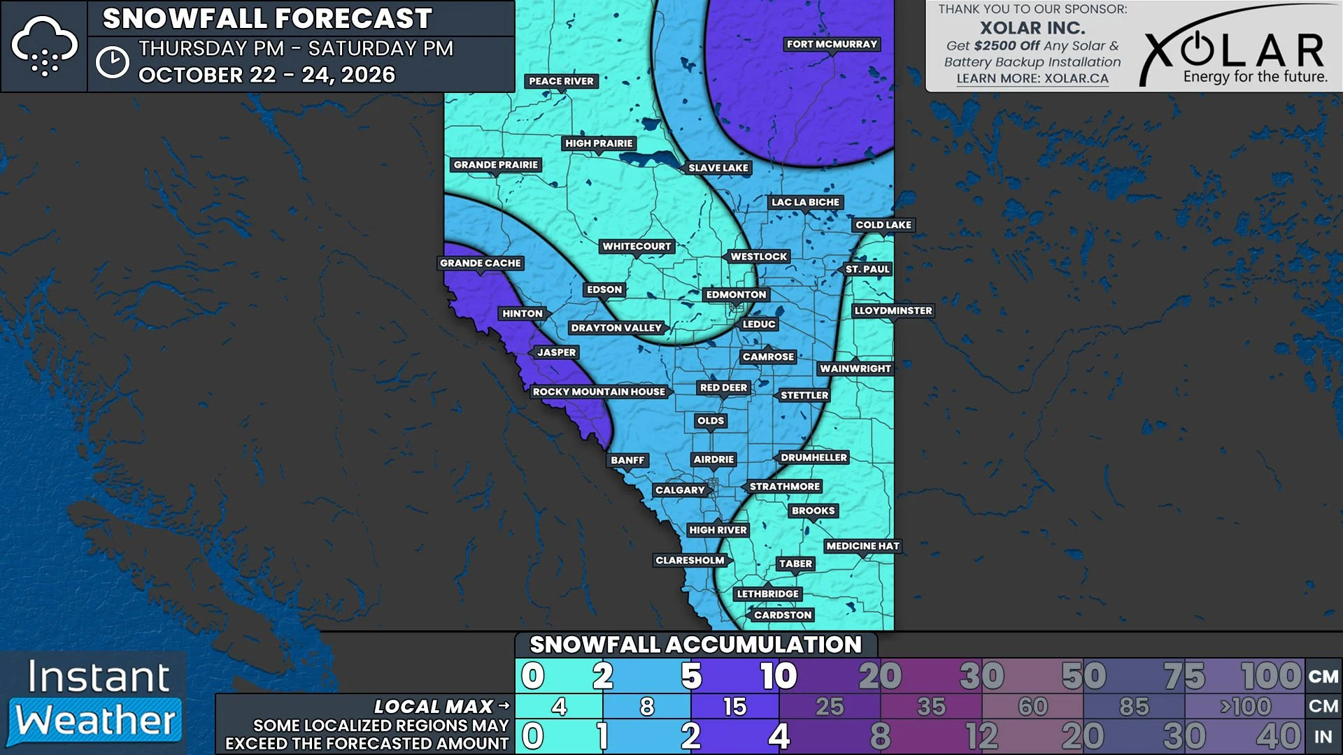 Widespread Dusting of Snow Possible Across Alberta, Greater Accumulations in the Northeast, By Sunday