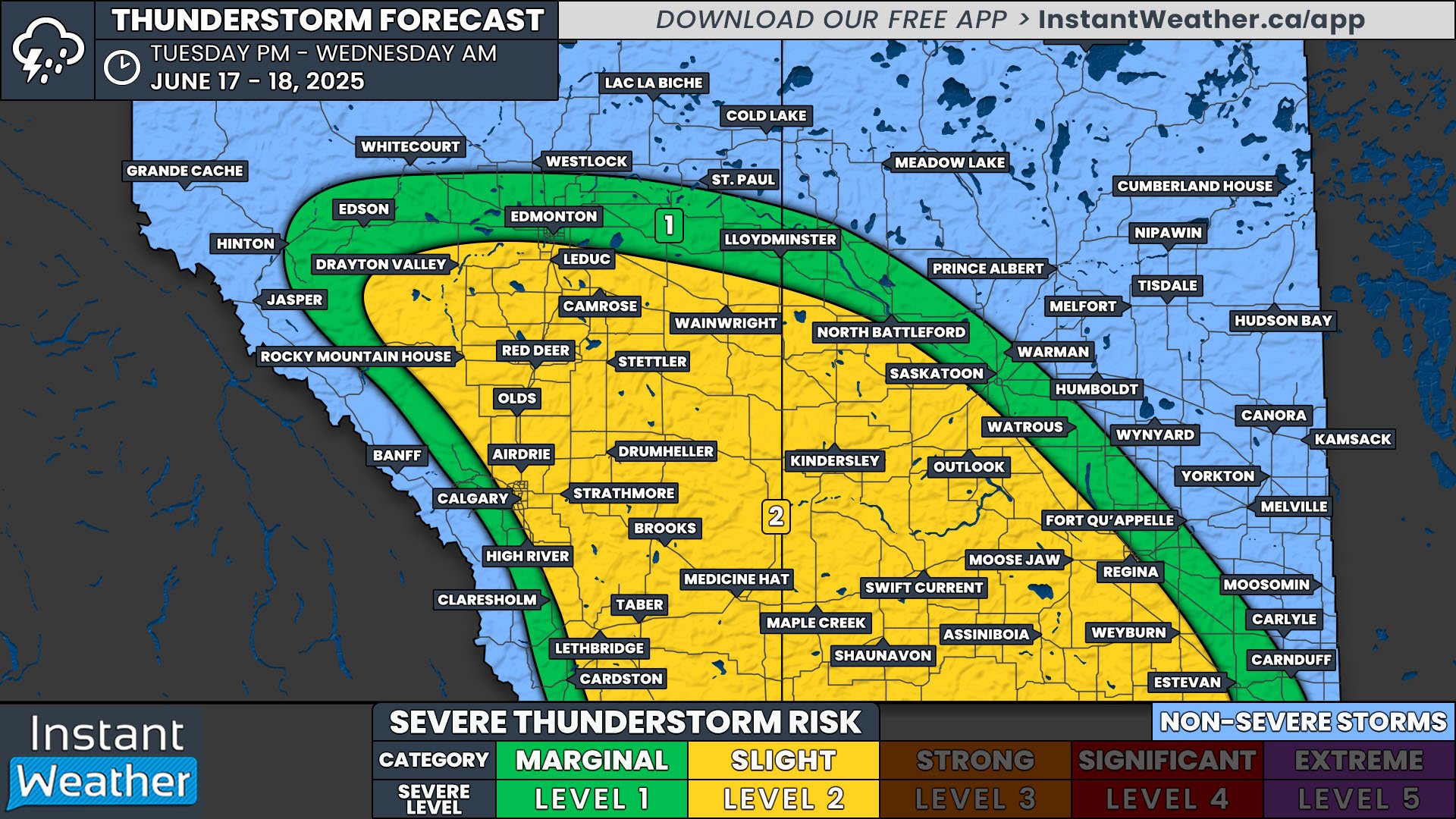 Widespread Risk of Severe Thunderstorms Across Alberta & Saskatchewan ...