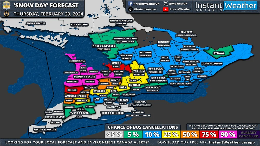 ‘Snow Day’ Forecast Snow Squalls Likely to Cancel School Buses in