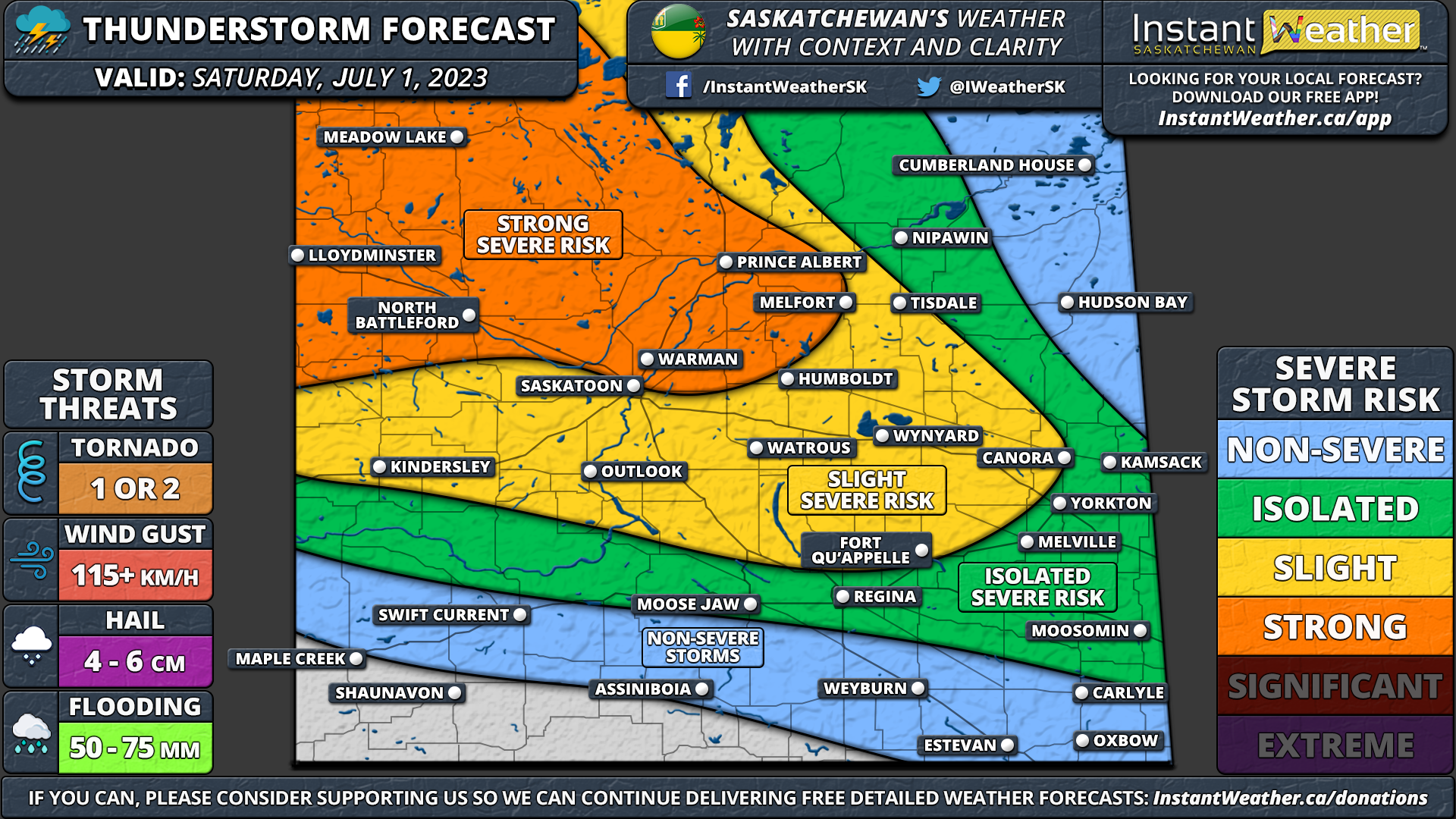 Saskatchewan Thunderstorm Forecast for Saturday, July 1, 2023