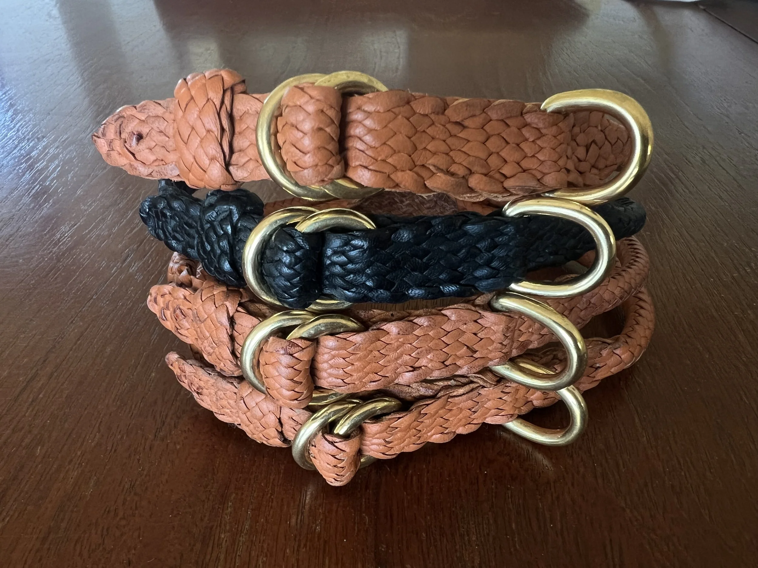 Yan's Custom Made 6 x Plaited Kangaroo Leather Dog Collars - ALL EXTRA FINE