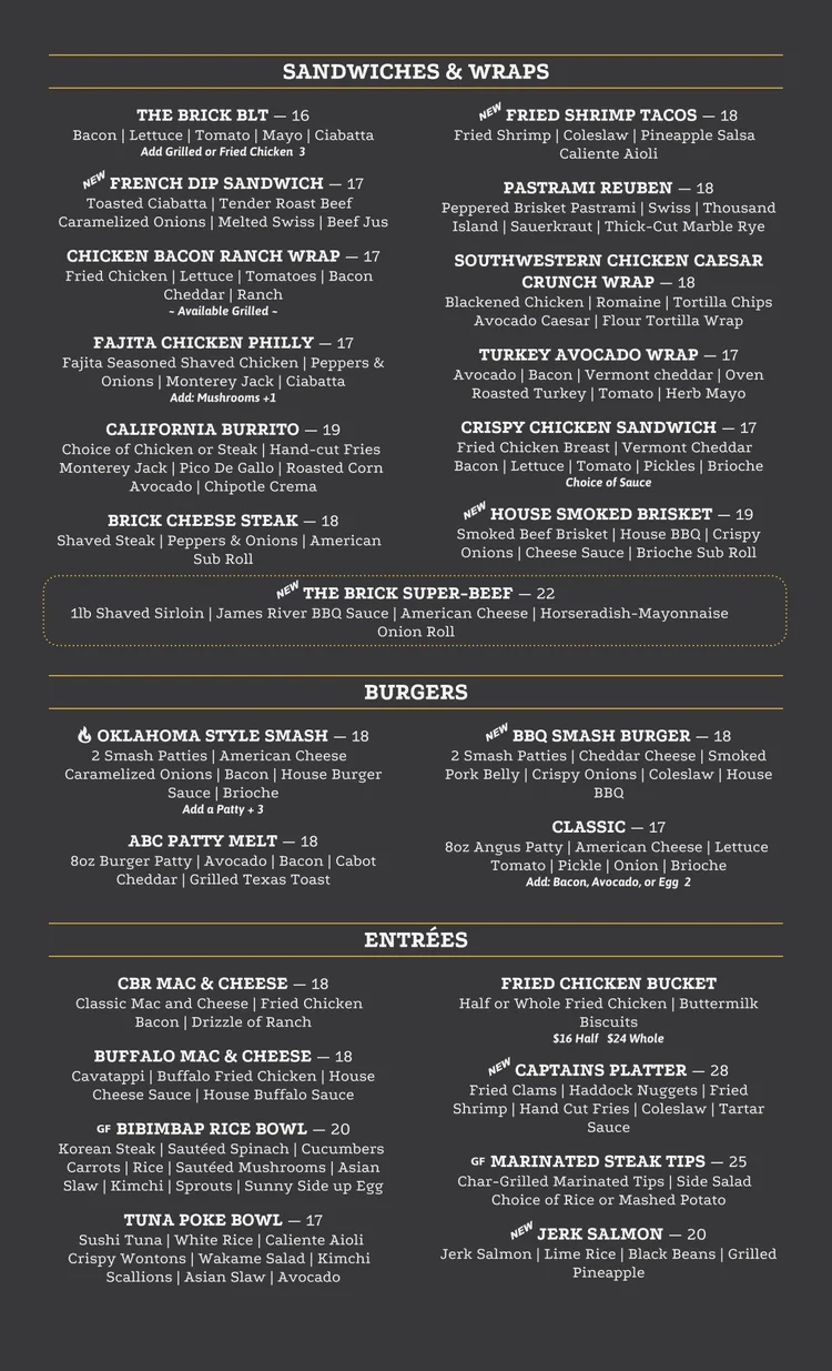 Menu — Welcome to the Brick
