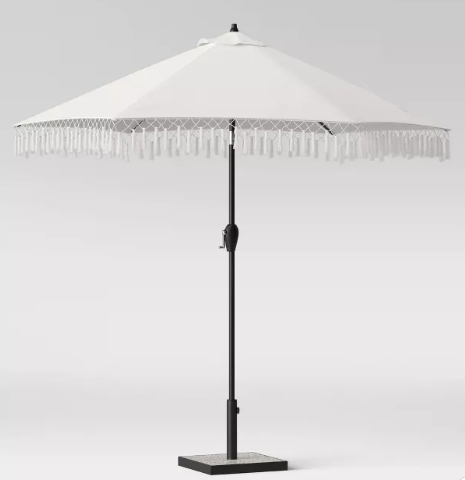 Round Fringed Patio Umbrella