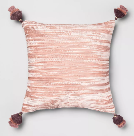 Pink Velvet Tassel Throw Pillow