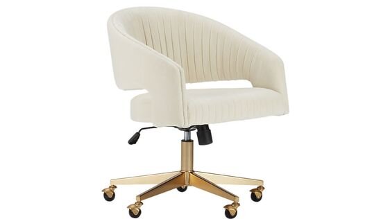 Cream Upholstered Pleated Office Chair