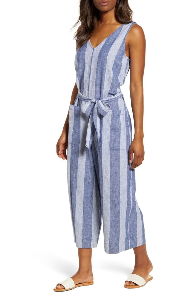 Striped Tie-Waist Jumpsuit