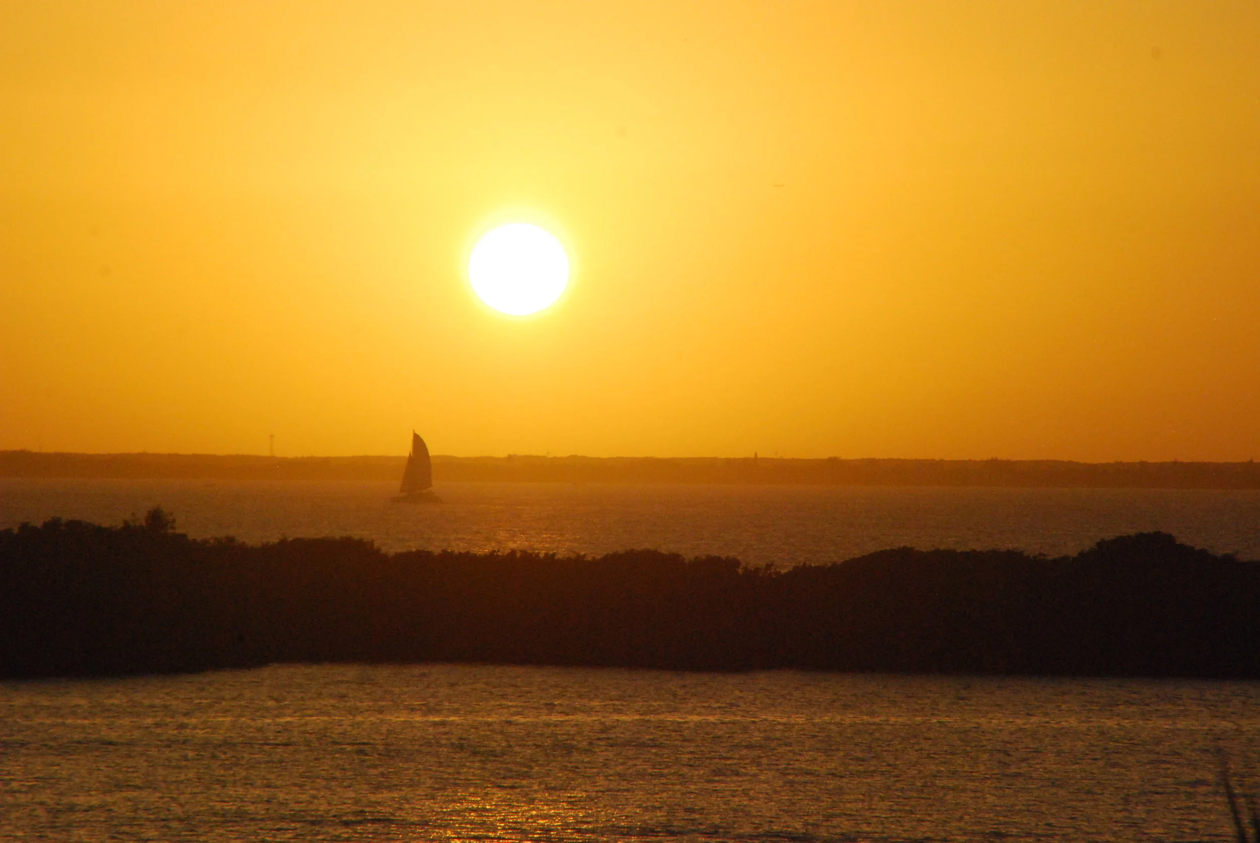 Sunset from the roof of El Milagro in Isla Mujeres, Mexico