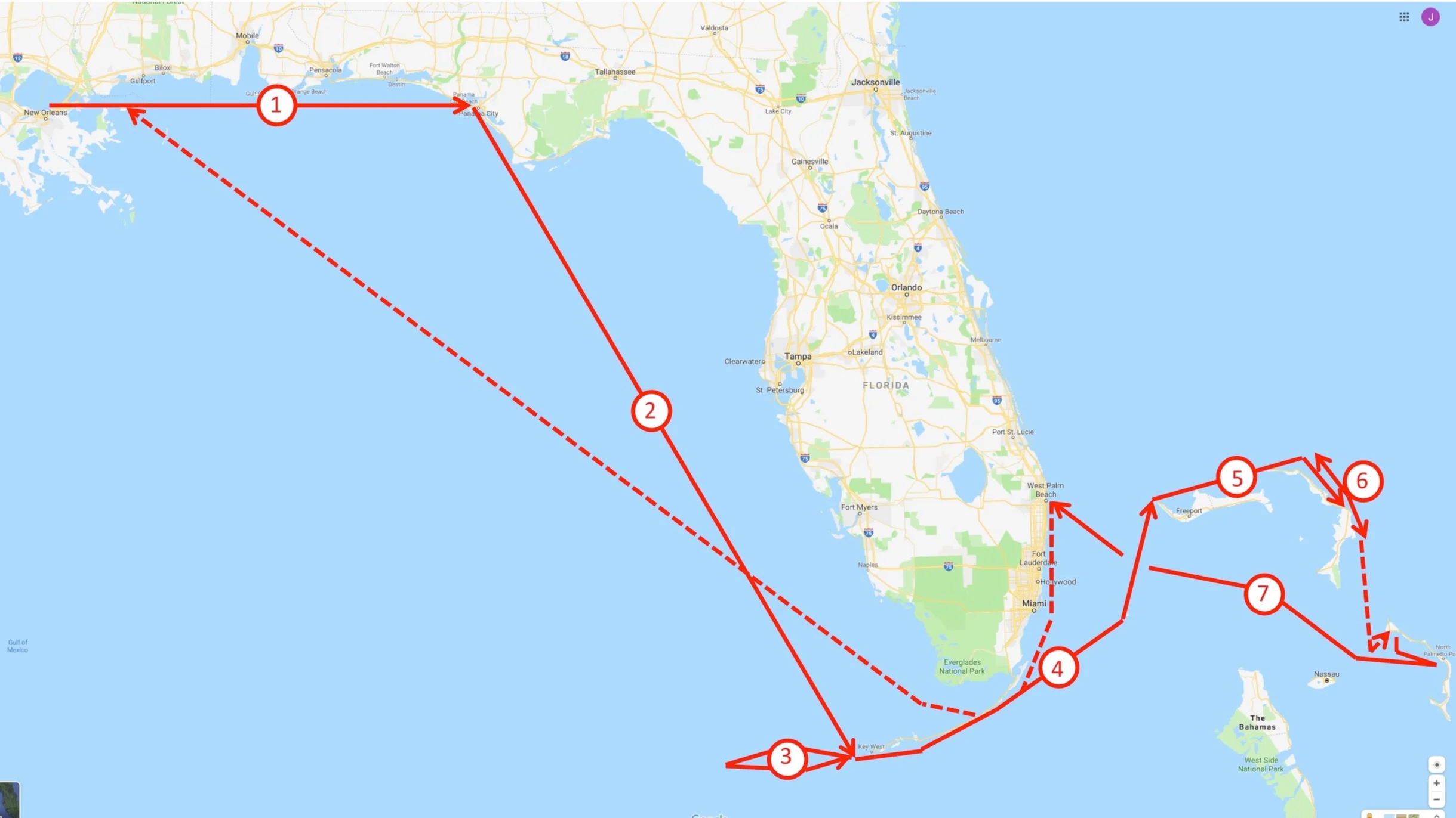 Route map for our first full sailing season as Offshore Adventure Sailing.