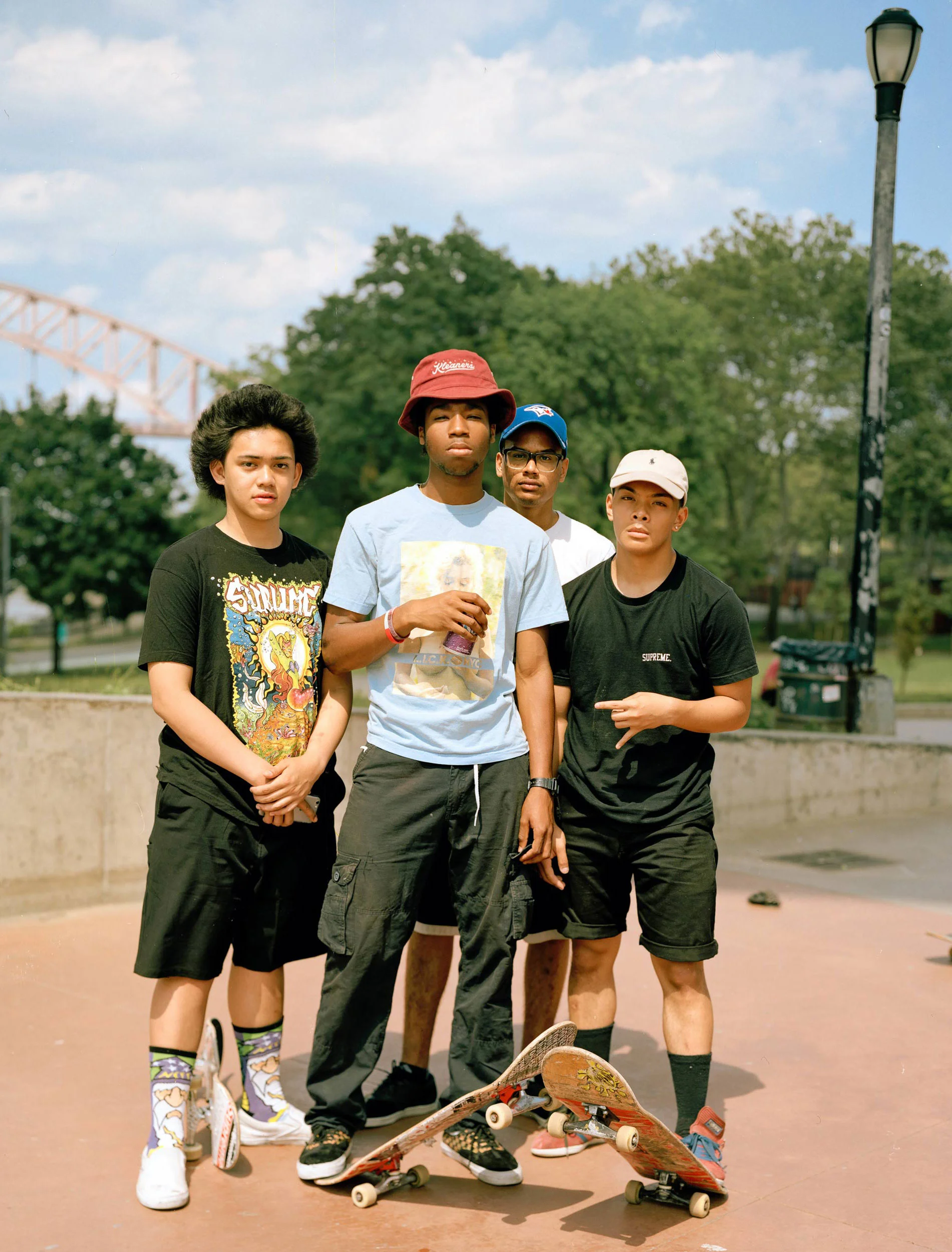 Portrait-of-four-skateboarders-in-New-York-City-for-Huck-Magazine