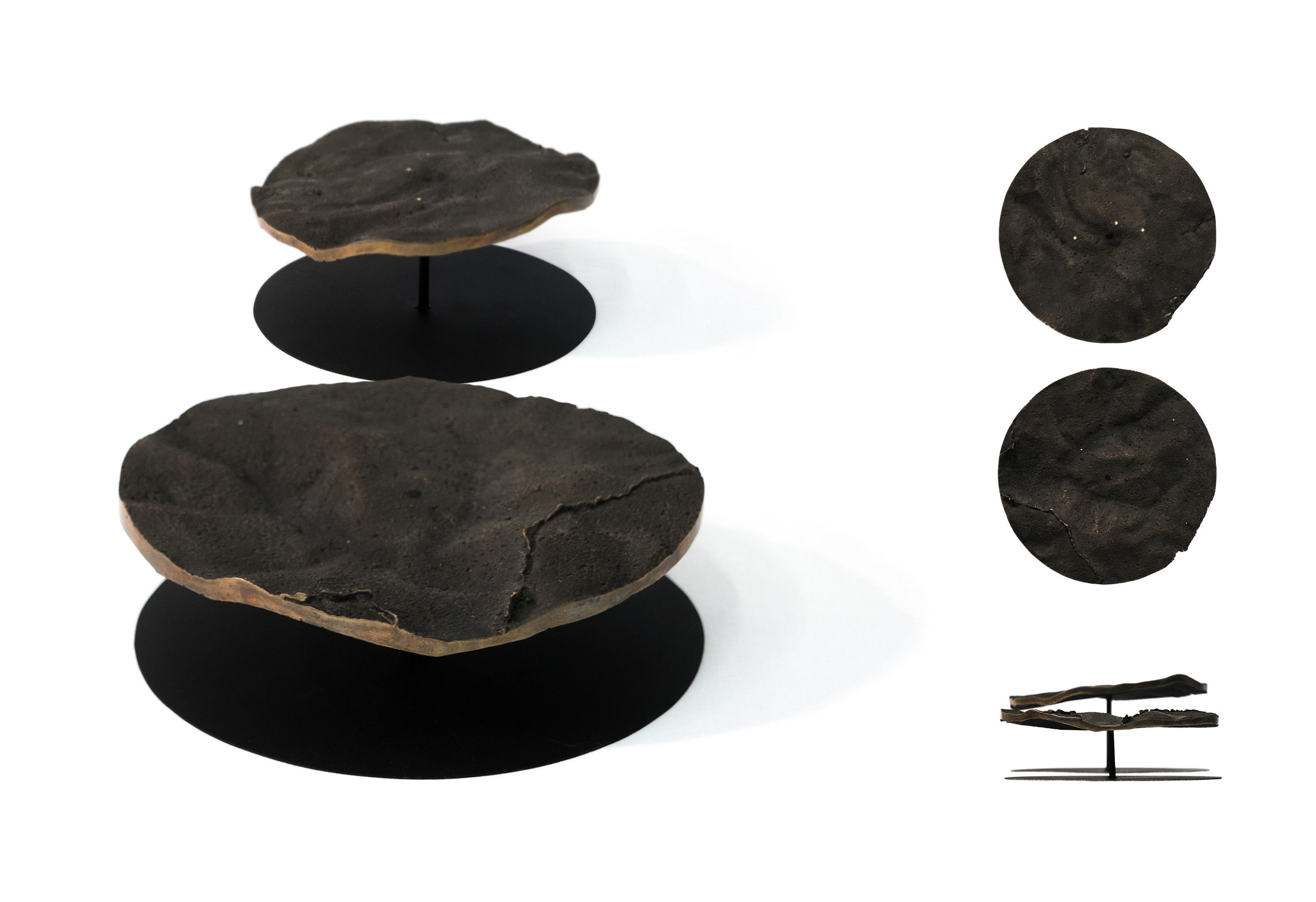  1:5 000 site models; patinated cast bronze, steel 