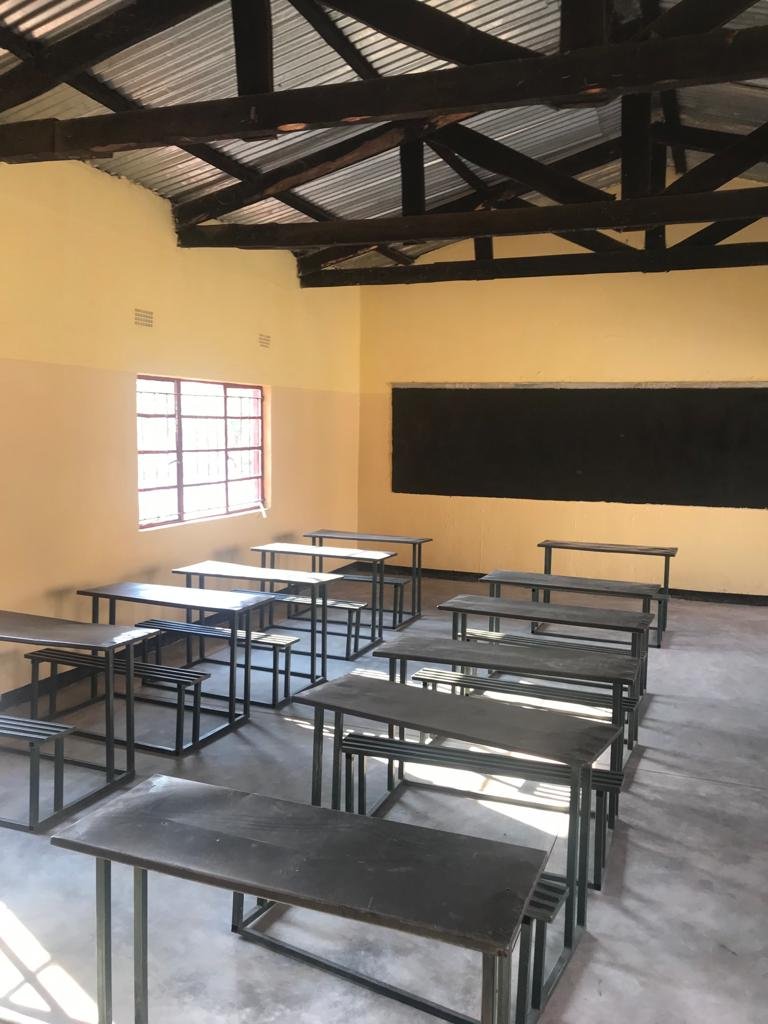 New desks in classroom