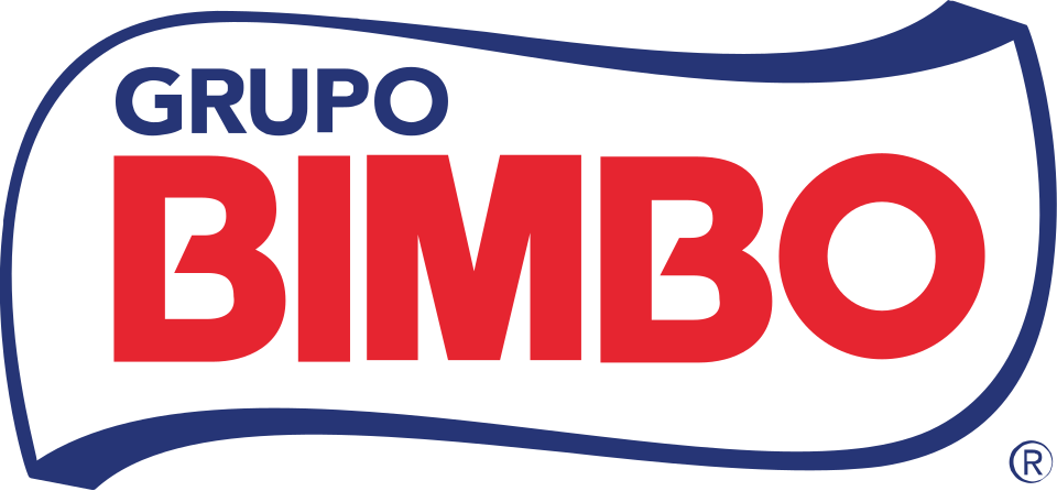 The logo of Grupo Bimbo, a large bakery company, featuring the words 'GRUPO BIMBO' in blue and red on a curved white background with a blue outline.