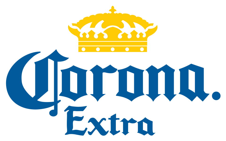 Corona Extra logo with a gold crown above the blue text.