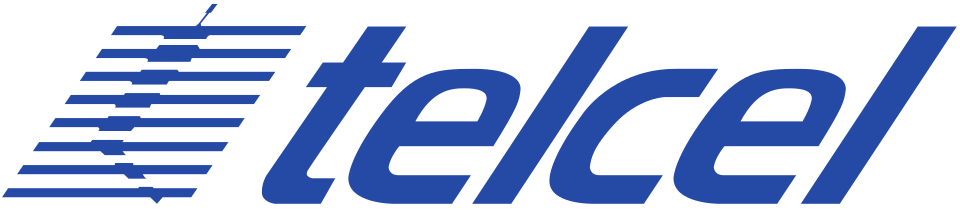 Telecel logo with stylized lines and bold blue text.