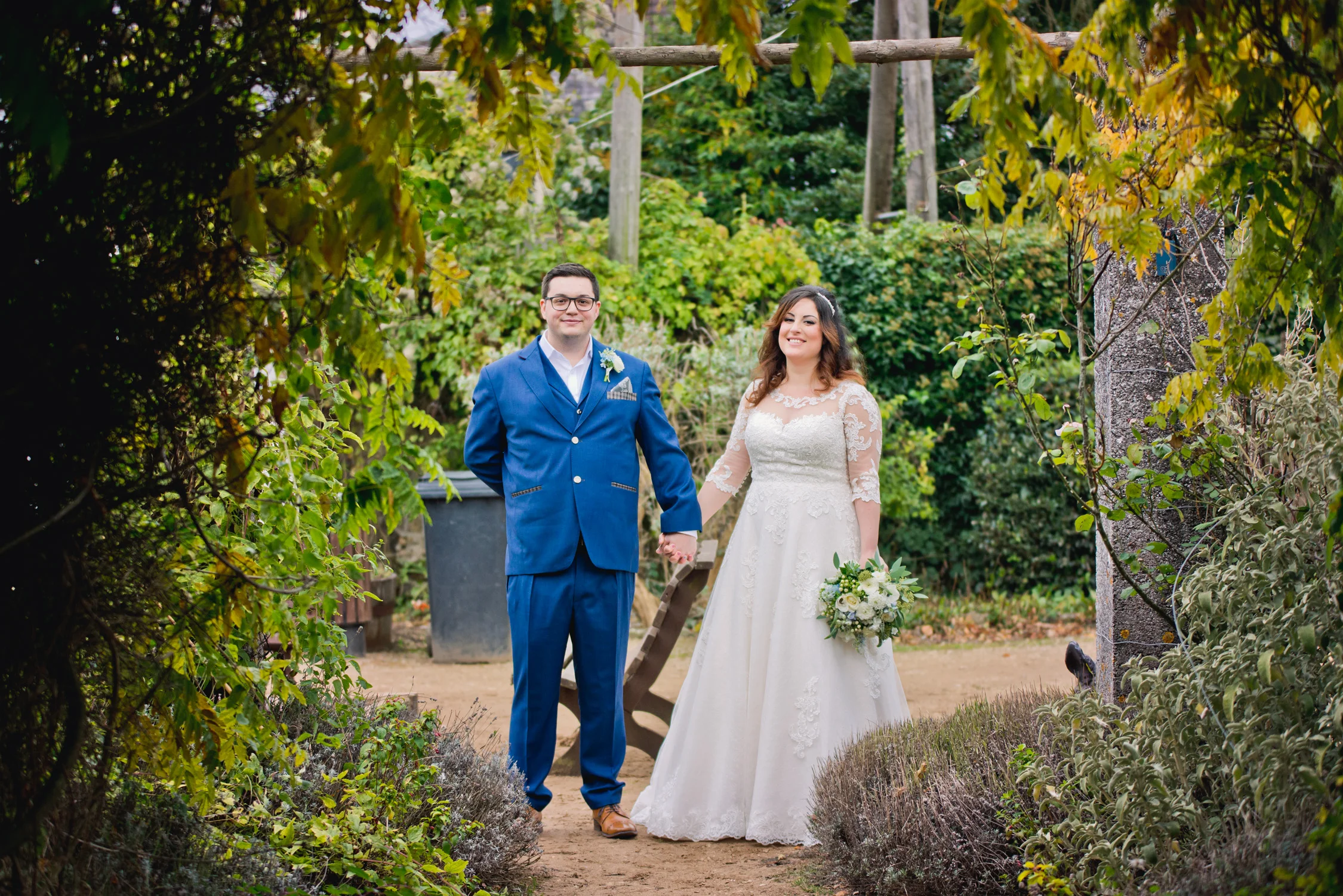 Happy couple wedding garden photo