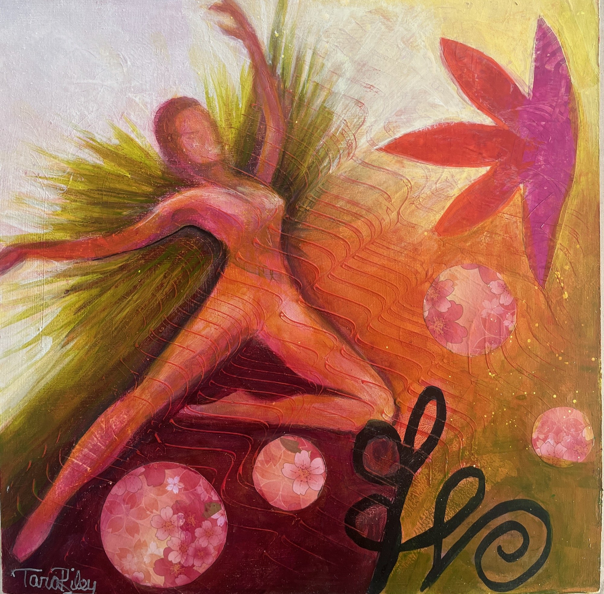 Mixed media on raised wood panel. 12"x12" original painting SOLD.