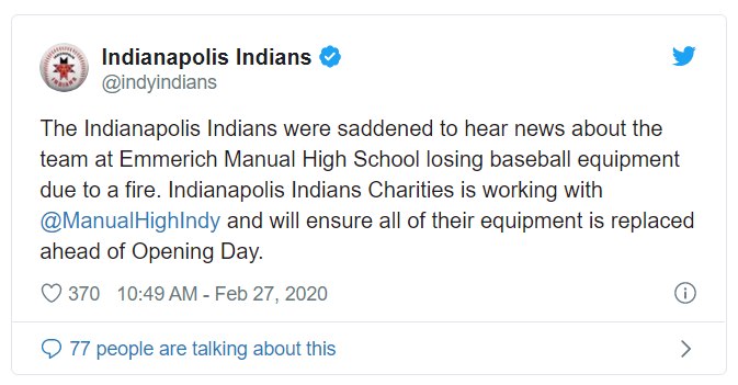 Community rallies around baseball team who lost equipment in fire