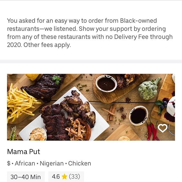 Our voices are being heard; keep it up! Thanks for listening @ubereats 👍🏾 #letstalkblackbusiness #supportblackbusiness #buyblack #blackeconomics