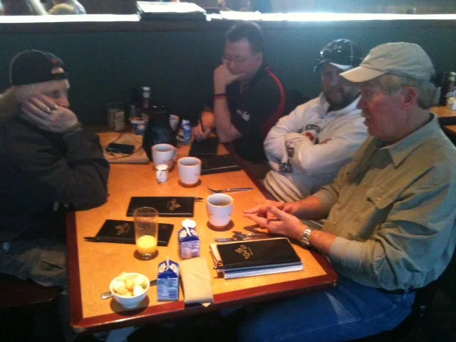 steve on the right in the khaki hat holding court with me, terry brown and todd hammill of wired2fish