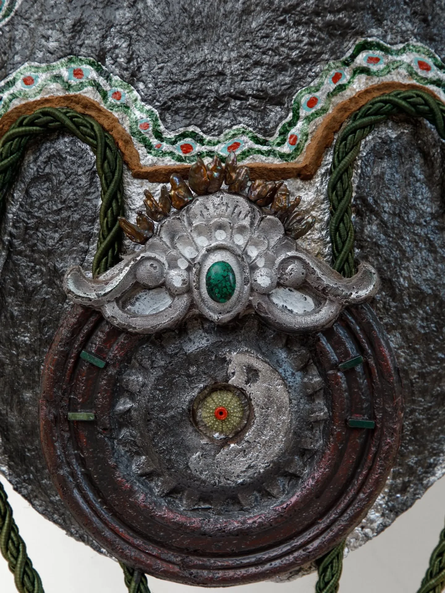 Detail - &quot;Corazza&quot;, 2025 

Paper Pulp, stones, found object, varnish, graphite, textile, lacquer paints, restoration wax.

📸@danilo_donzelli_fotografia