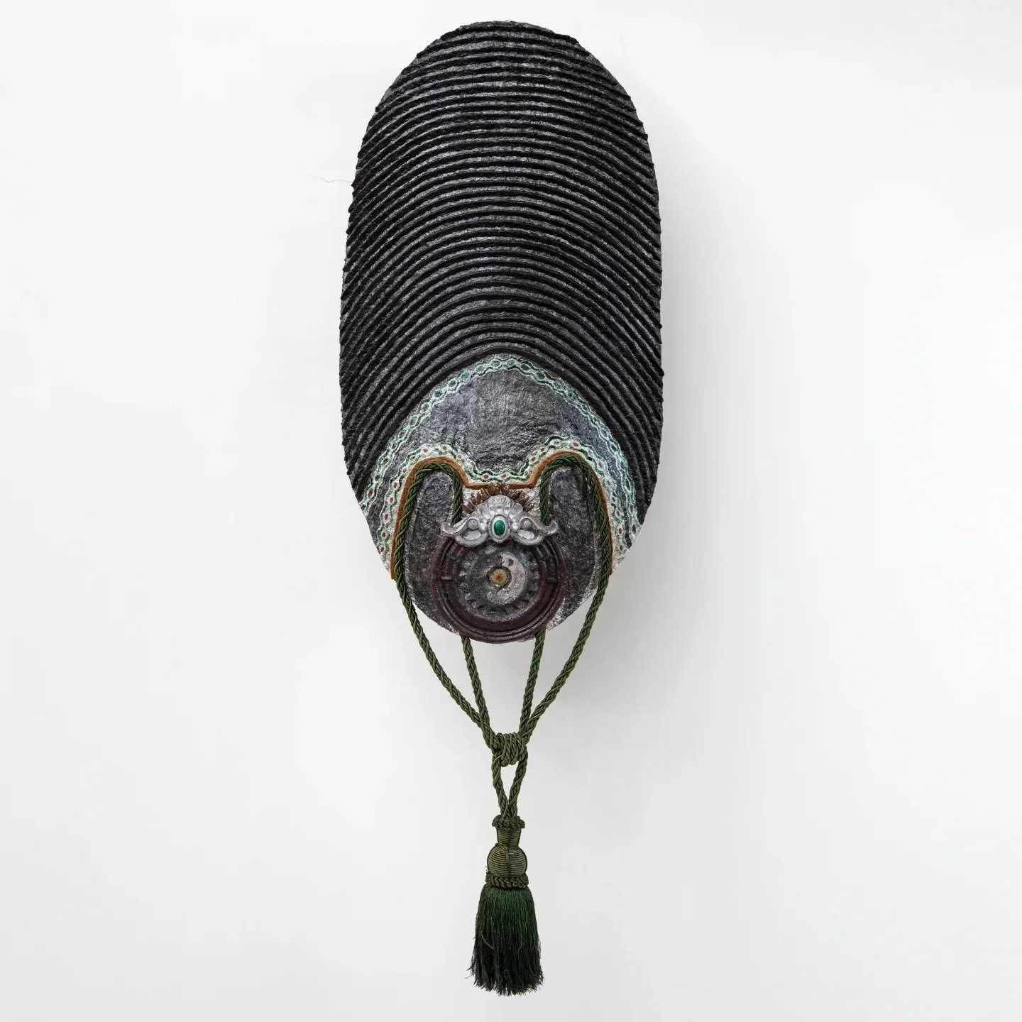 In the studio 🏹 &quot;Corazza&quot;, 2025 

Paper Pulp, stones, found object, varnish, graphite, textile, lacquer paints, restoration wax.

📸@danilo_donzelli_fotografia