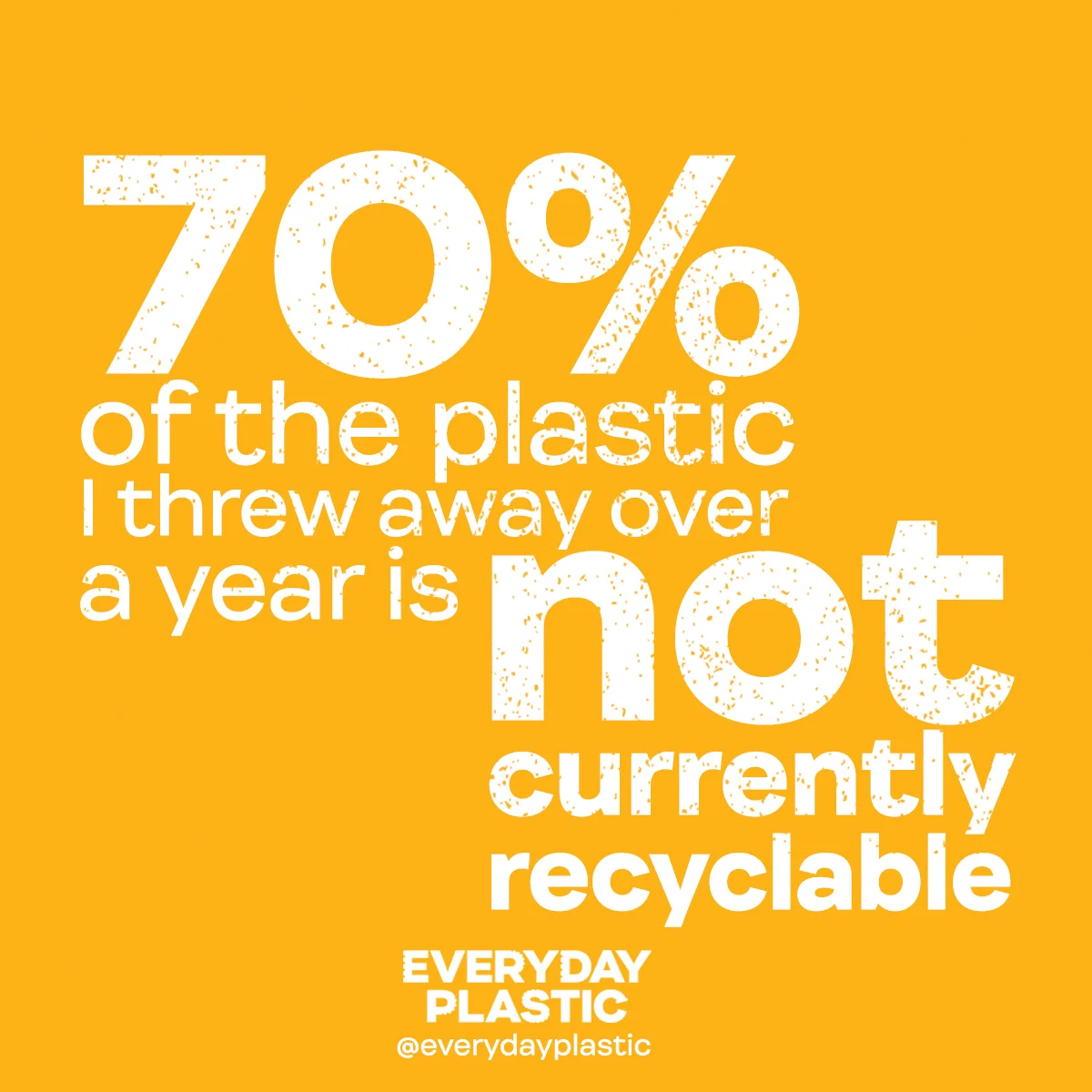  70% of the plastic I threw away over a year is not currently recyclable 