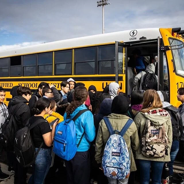 Yellow school buses are becoming a bit more green! 
A small but growing number of school districts in the U.S. are beginning to replace diesel buses with electric models to benefit students and the environment!

Motivated by evidence of the harmful e