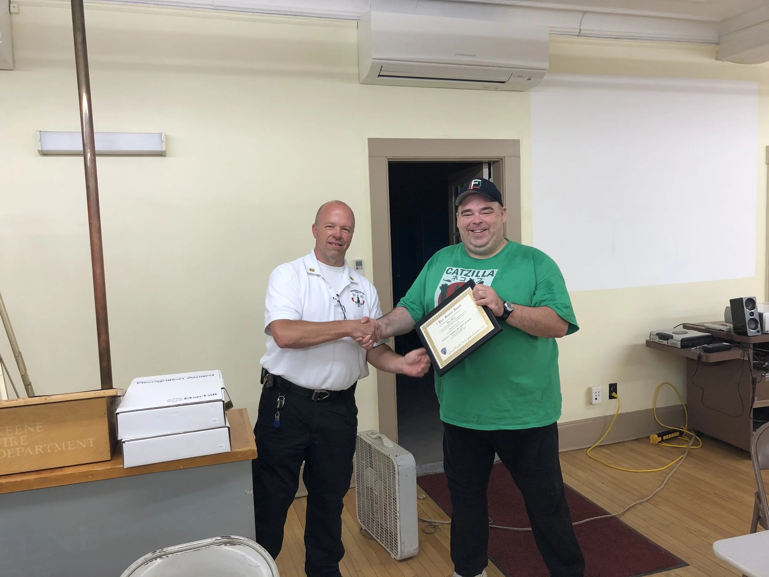 Dispatcher Ryan Shafer for 5 years of service.