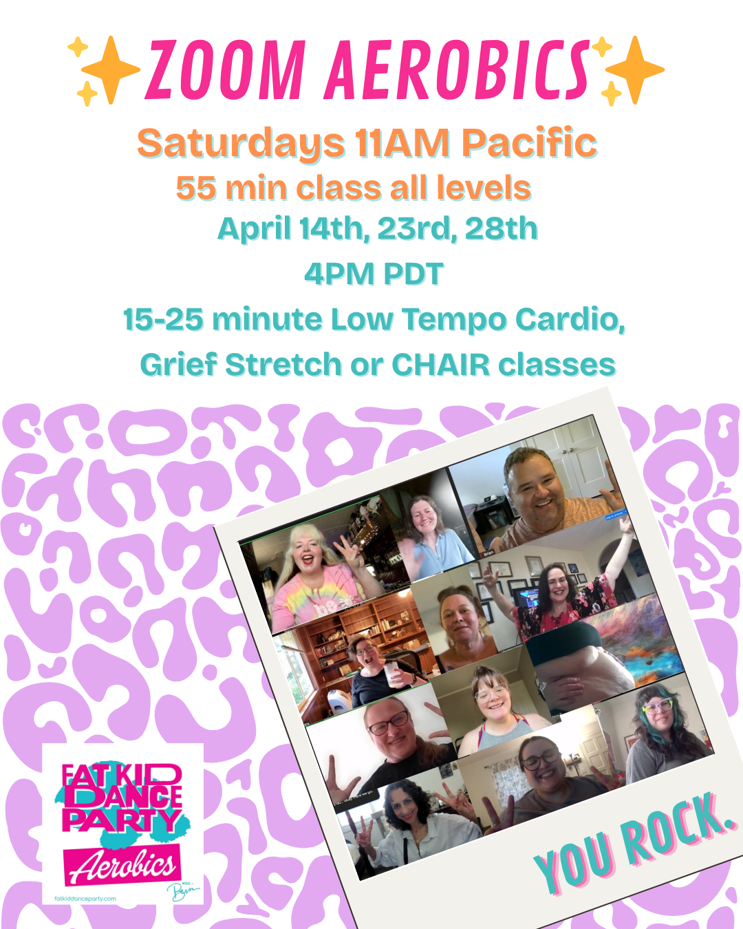 Upcoming Zoom Aerobics Schedule!