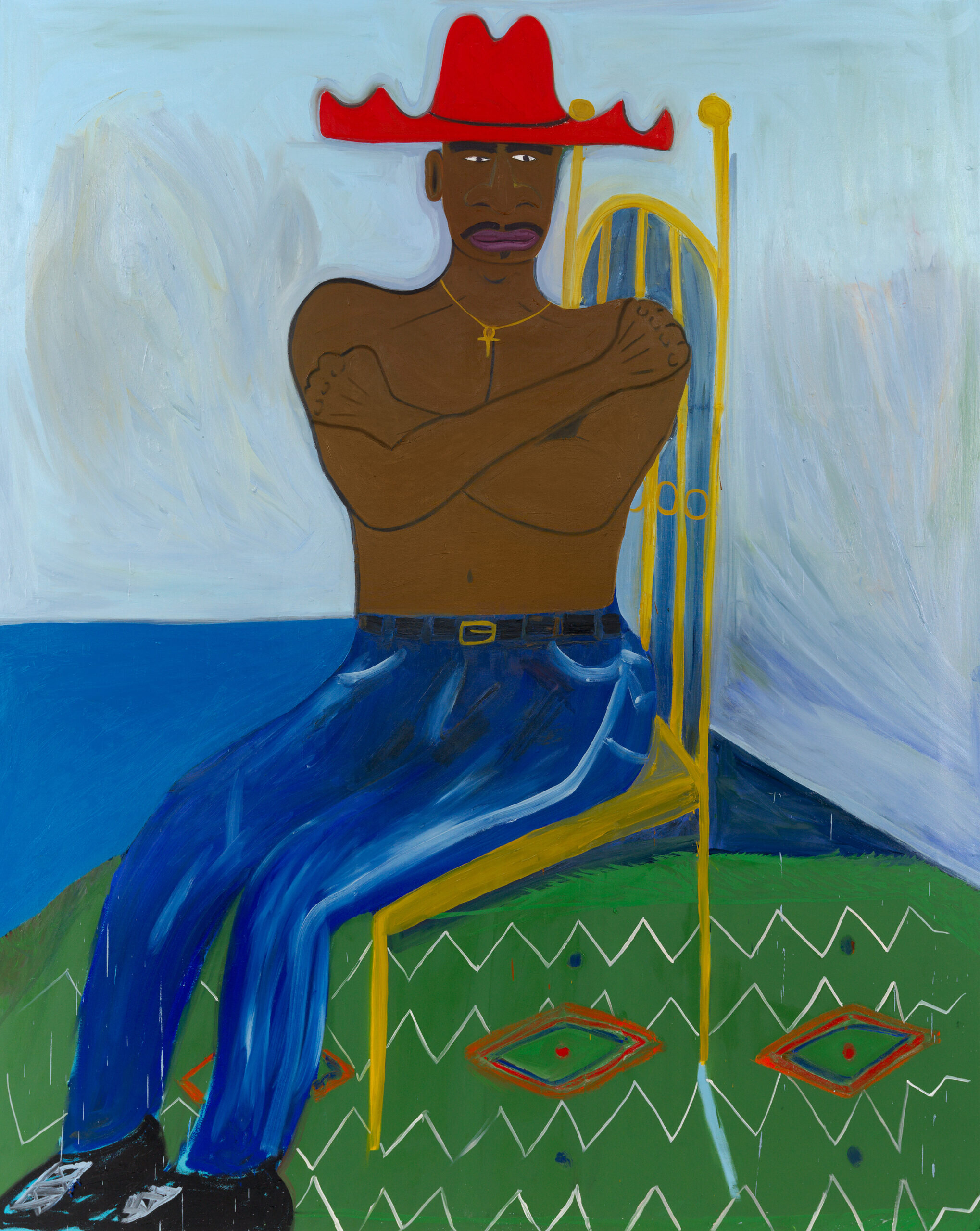 Marcus Jahmal, Ocean interior, 2020. Oil on canvas, 100 x 80 x 1 1/2 inches. Billboard location: Bushwick - Bogart Street & Cook Street