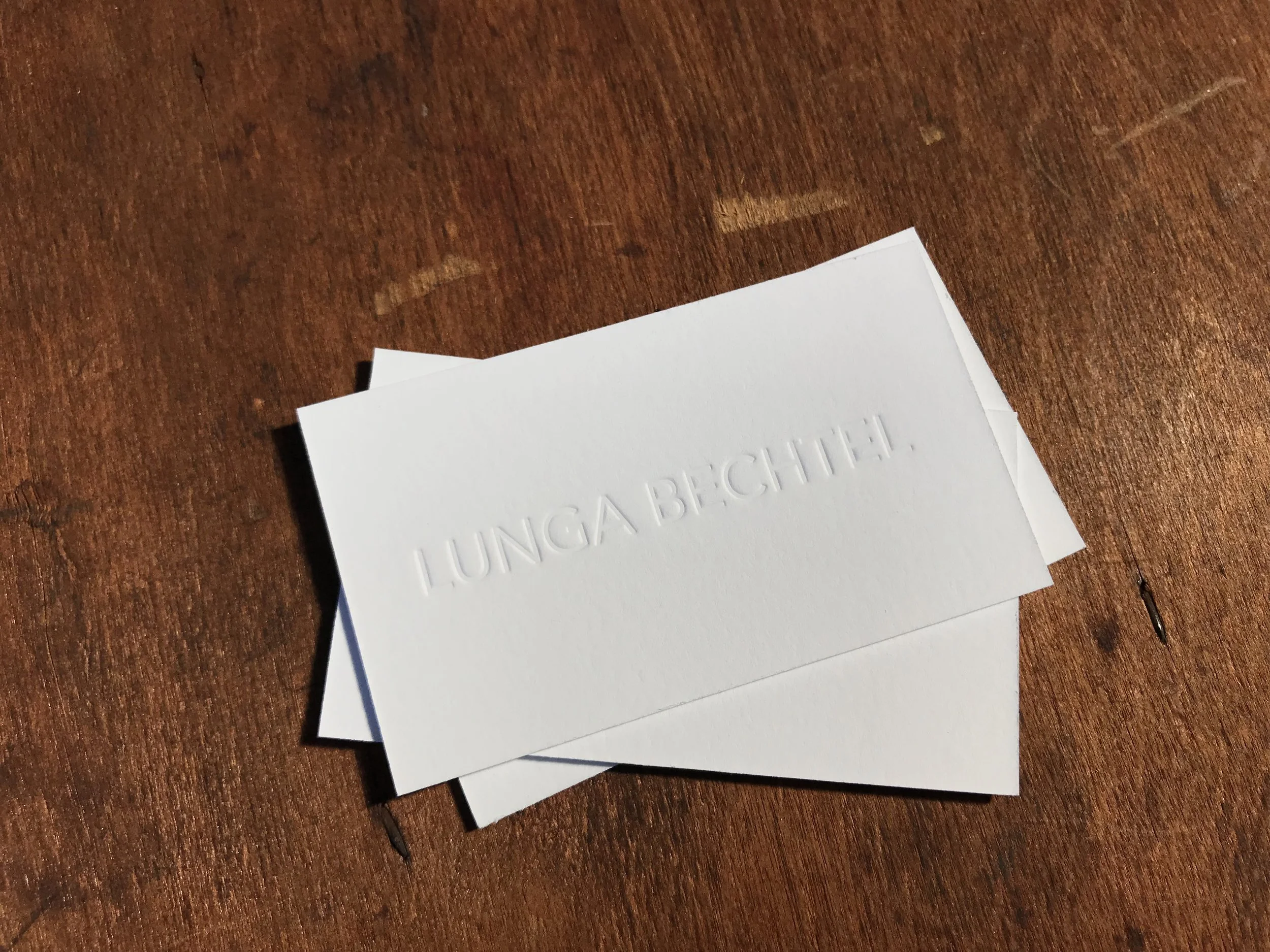 blind letterpress business card