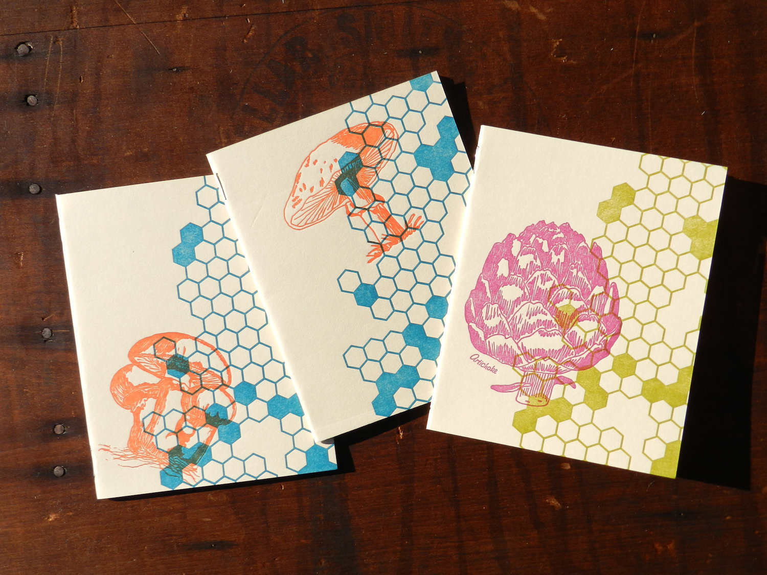 Honeycomb letterpress notebooks