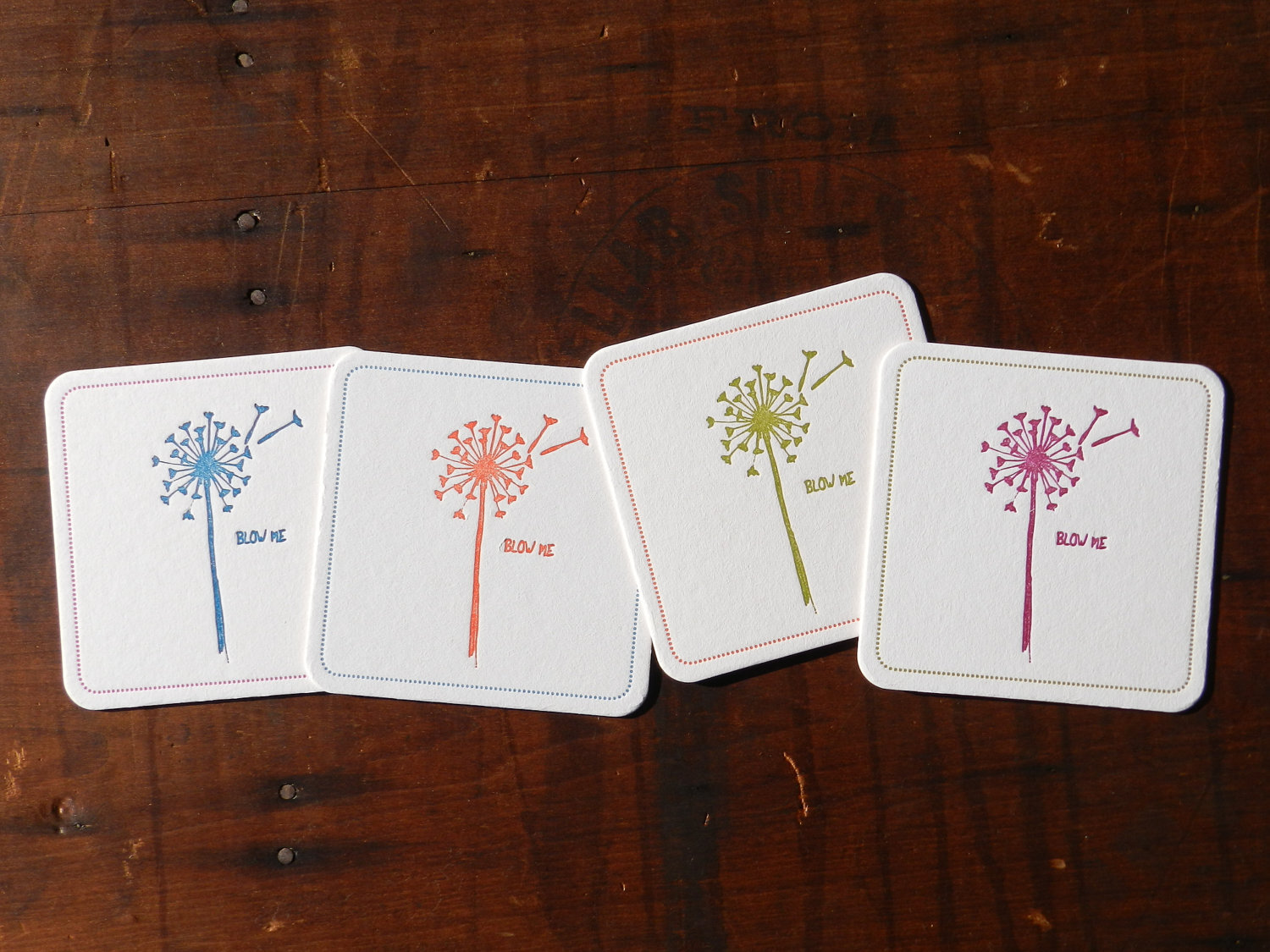 Set of 4 Blow Me - Dandelion Coasters