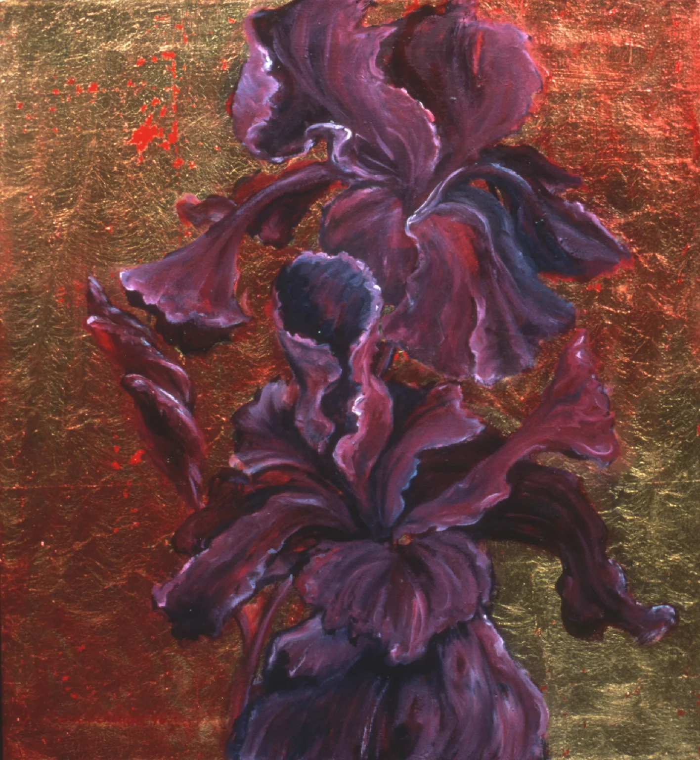 Iris-Oil/Metal Leaf on Canvas 24" x 24". SOLD