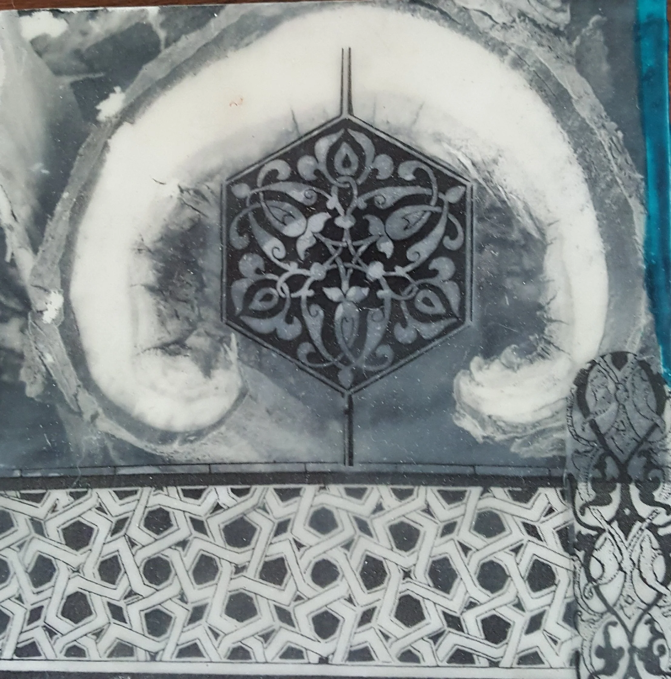Organic Esthetic-Encaustic, Mixed Media 6" x 6"